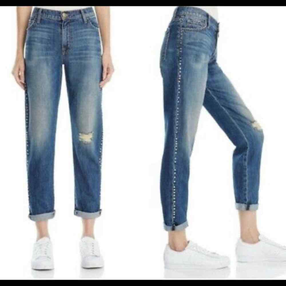 Current Elliott The Fling Whiskey Studded Cropped Boyfriend Jeans Sz 27 ? READ